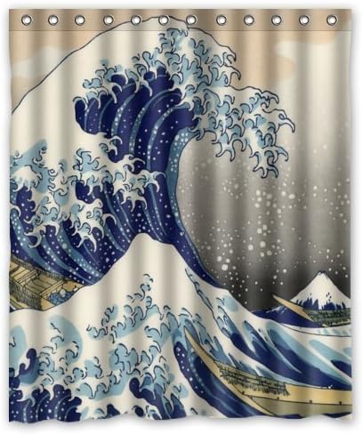 Try Everthing classic Japanese The Great Wave Off Kanagawa pattern decor 100% Polyester Shower Curtain (60inhes wide x 72inhes long)