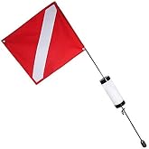 Scuba Choice 4ft Spearfishing Dive Flag with Weight Float, Medium &ndash; Durable 12.5&rdquo; x 15.25&rdquo; Flag, 10.5oz Lead for Stability, Ideal for Scuba, Spearfishing &amp; Free Diving