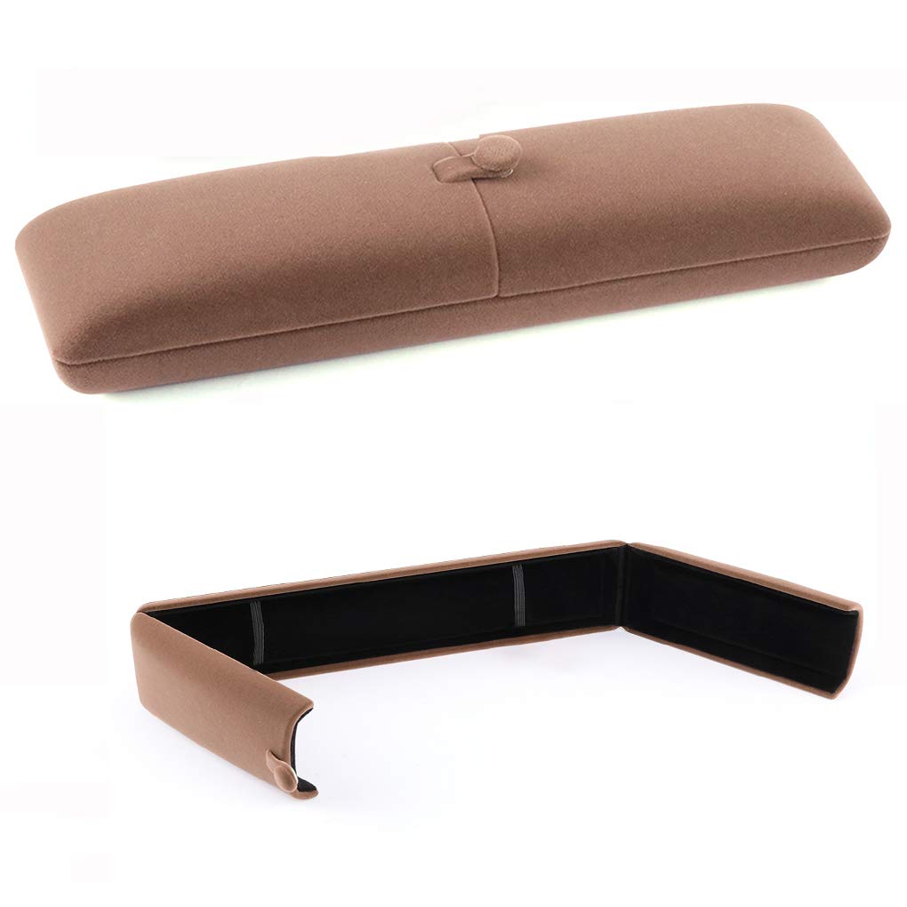 Rolin Roly Velvet Gift Necklace Box Jewelry Storage Case Bracelet Flocked Boxes Long Brown Soft Jewellery Organiser Box for Women Weddings Proposal Birthday Anniversary