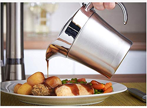 16OZ Stainless Steel Gravy Boat with Spout Hinged Lid 450ML