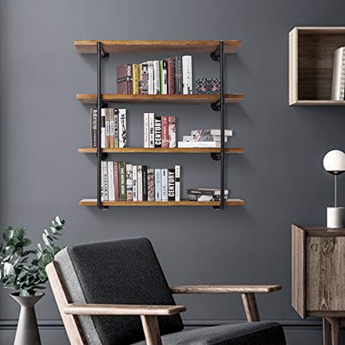 Industrial Pipe Shelf Kit, Elibbren Retro Wall Mount Shelving Floating