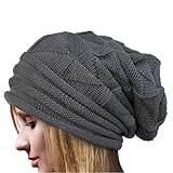 Cap ,BeautyVan Winter Fashion Crochet Hat Wool Knit Beanie Warm Caps (Gray)