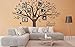 Giant Family Tree Wall Decals Photo Tree Wall Decals with Birds Wall Stickers for Living Room Nursery Bedroom Decoration (Coffee Brown)