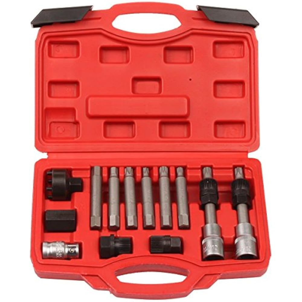 Qbace Pulleys 13pcs Alternator Freewheel Puller Removal Engine Auto