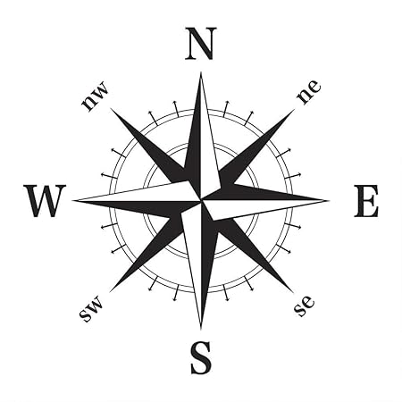 decalmile Wandtattoo Kompass Wandsticker Schwarz Wandaufkleber für Wohnzimmer Schlafzimmer (54 x 54 cm)