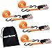 Cartman Ratchet Tie Down, 4Pk 15Ft, 500Lbs Load Cap/ 1500Lbs Break Strength, Cargo Straps for Moving Appliances, Lawn Equipment, Motorcycle in a Truck, with Carry Bag