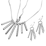 Hot Sale Wedding Fashion 925 Silver Plated Jewelry Set Earings Eardrop Necklace Five/Seven Long Sticks