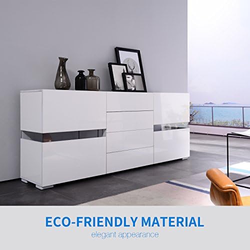 GTM Sideboard Buffet Cabinet Kitchen Server Table 2 doors &amp; 4 drawers Storage,White