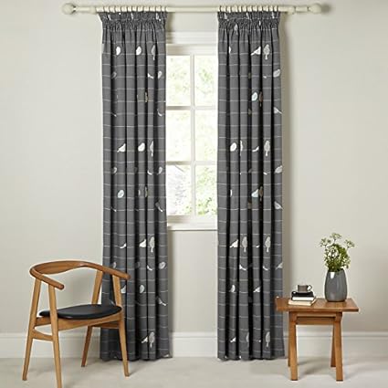 John Lewis Bird On A Wire Lined Pencil Pleat Curtains Steel
