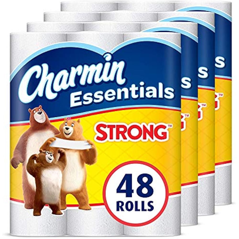 Essentials Strong Toilet Paper, 1Ply, 48 Giant Rolls (Equal 108