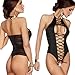 Tenworld Women See-through Sexy Lingerie Halter Open Crotch Mesh Bodysuits