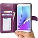 Note 5 Case, Abacus24-7 Samsung Galaxy Note 5 Wallet with Flip Cover and Stand, Purple