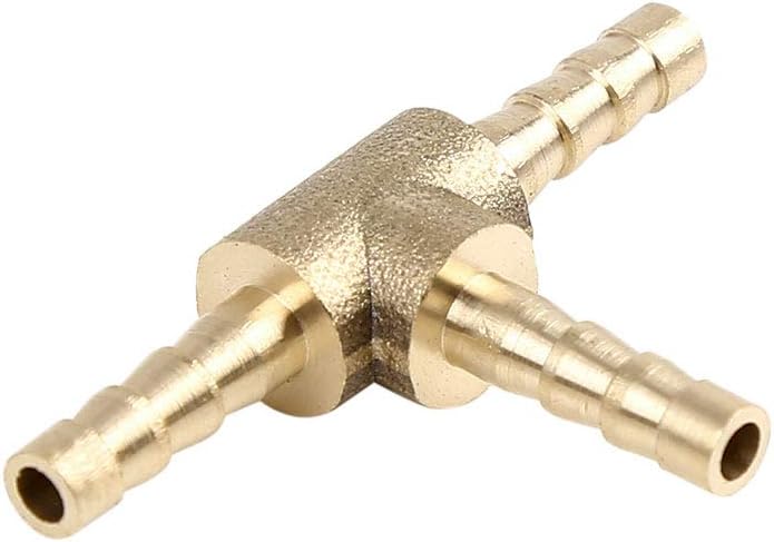 X AUTOHAUX 4mm Hose Barb Brass Joiner Tee 3 Way Adaptor for Air Water Oil 5pcs, Gold Tone - Image 4