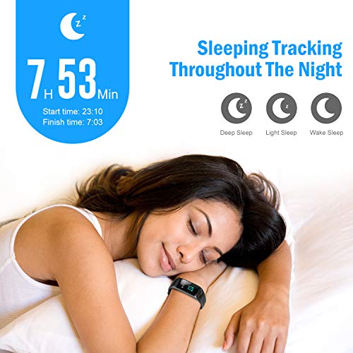 BuTure Fitness Tracker, Pedometer for Walking, Heart Rate Monitor, Fitness Tracker Watch IP67, Sleep Monitor for Exercising and All Day Wear Compatible with iPhone & Android