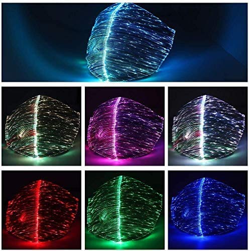 Costume and Party Store LED Flashing Light Up Face Mask Rechargeable USB 7 Colours Halloween Rave Mens Womens Black
