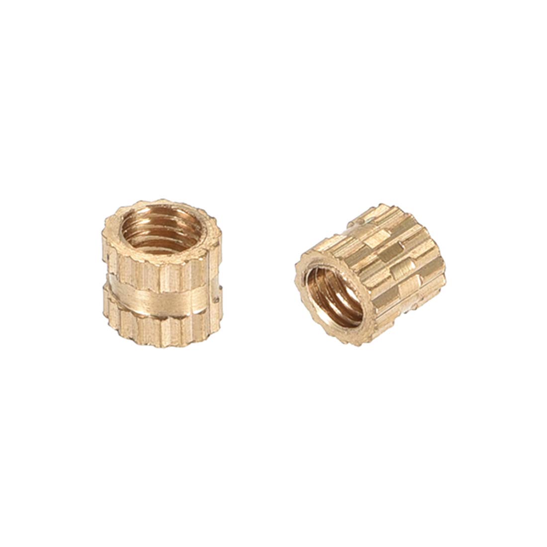 uxcell Knurled Insert Nuts, M3 x 4mm(L) x 4mm(OD) Female Thread Brass Embedment Assortment Kit, 30 Pcs