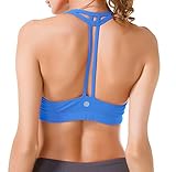 Queenie Ke Women's Light Support Cross Back Wirefree Pad Yoga Sports Bra Size S Color Blue