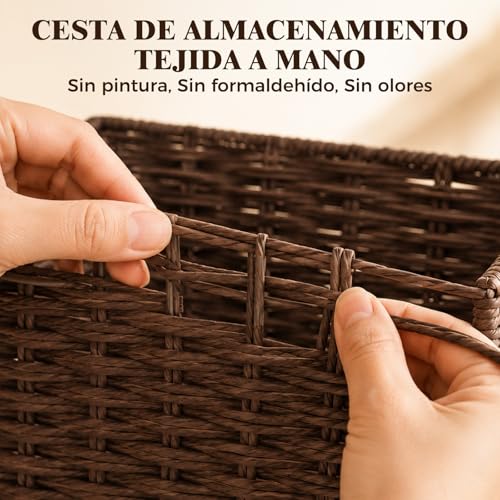 Cestas de Mimbre, Juego de 3 Cestas de Baño, Cestas de Mimbre Tejidas a Mano con Forro Extraíble, Cesta de Almacenamiento para el Hogar Apilable para Dormitorios, Cocina, Baños, Estantería y Organizar