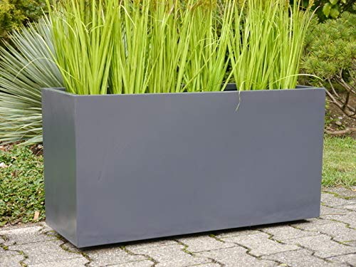 Pflanzkübel für Rollen aus Fiberglas, Blumenkübel, Pflanzgefäß, Blumengefäß, Pflanztopf, Blumentopf (L80 x B30 x H40 cm, anthrazit) – Bild 3