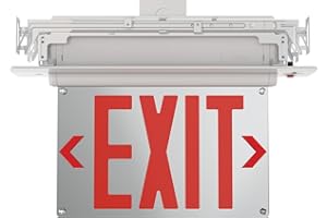 Lithonia Lighting Basics Edge-lit LED Exit Sign with Red Letters, Universal Mount Emergency Exit Only Sign, Ni-Cad Battery Backup (BE W R UM M2)