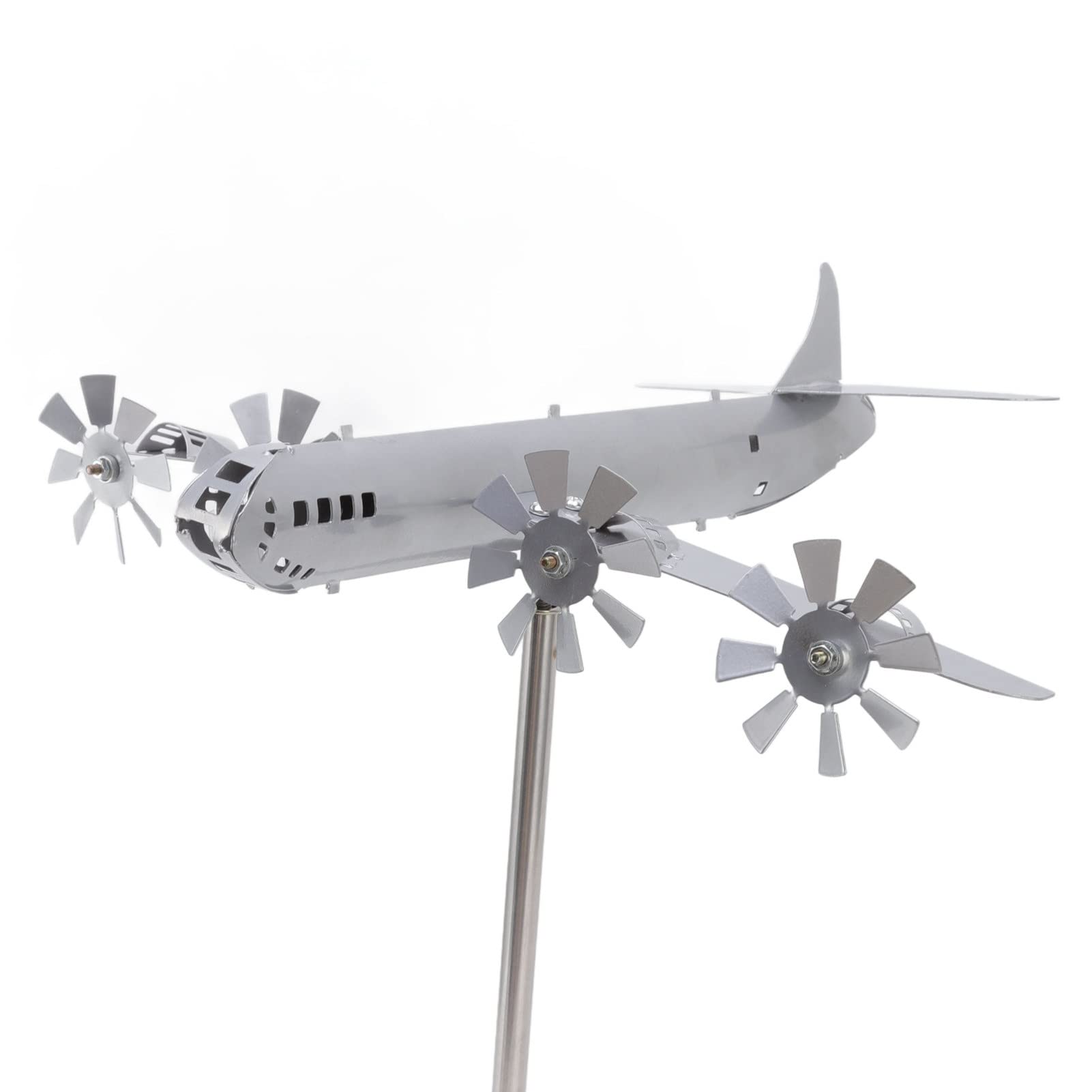 Leftwei Aircraft Wind Spinner, Wind Powered Rotate Stainless Steel Airplane Sculpture Stake Windmill Easy Assemble Metal Windmill Garden Decor Outdoor Wind Sculpture for Yard Decoration