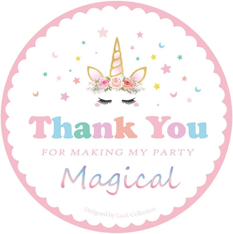 Magical Unicorn Stickers Thank you Stickers for Unicorn Party Supplies