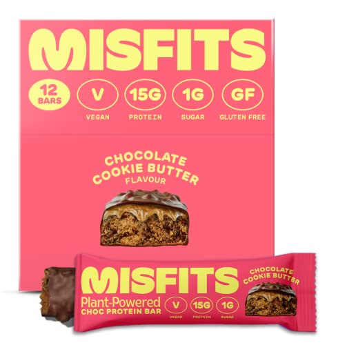 Misfits Vegan Protein Bar, Cookie Butter, Plant Based Chocolate Protein
