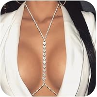 Rhinestone Thigh Chain - Silver Heart Body Jewelry With Elastic For Women
