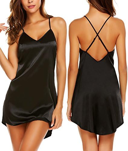 Adomes Women Sexy Sleepwear Satin Nightgown Slip Chemise Lingerie Dress