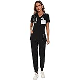 COZYFIT Scrubs for Women Set - Stretch V-Neck Scrub Top & Jogger Pant with 8 Pockets COZY SCRUBS