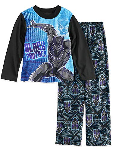 Marvel Black Panther Boys Long Sleeve 2-Piece Pajamas Set (Black/Blue, 6)