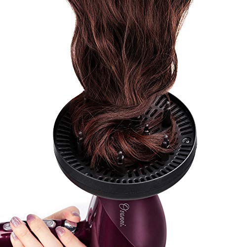 Ovonni Medium Hair Dryer with Diffuser, Pro 1875W Negative Ion Ceramic Tourmaline AC Motor Blow Dryer, 2 Speed/3 Heat Settings Medium Size Hair Dryers with Comb Attachment (Red)
