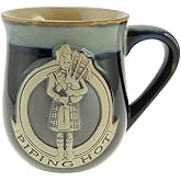 Glen Appin Stoneware Piping Hot Mug Featuring A Scottish Piper, Black