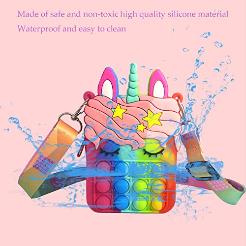 Forgreafa Pop Purse Fidget Toys for Girls, Push Bubble Sensory Crossbody Shoulder Bag, Dimple Toy Kids Handbag Relieve Stress Relief Silicone Bag