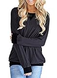 Chzoe Womens Casual Long Sleeve Crewneck Color Block Sweatshirt Blouse Tops with Pocket (S-XXL)