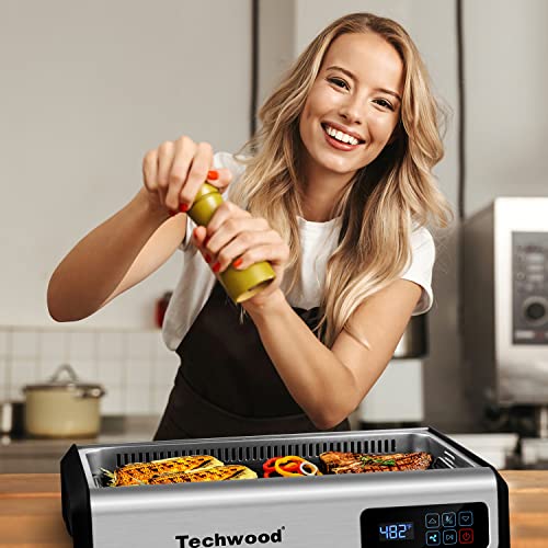 Indoor Smokeless Grill Techwood 1500W Electric Grill with Tempered