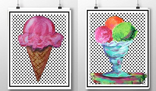 Amazon Com Ice Cream Cone Sundae Prints Whimsical Kitchen