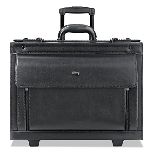 Solo 16 Inch Leather Rolling Laptop Catalog Case, Black