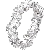 Fgnuay 14K Gold Plated Rings - Oval Cubic Zirconia Love Eternity Ring, Super Flash Geometric Ring Oval Zircon Index Finger Ring Hand Jewelry, 5mm Stackable for Women