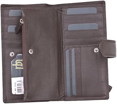 Prime Hide Women's Large Soft Brown Leather Purse Wallet Tab Opening - Image 3