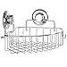 HASKO accessories Corner Shower Caddy with Suction Cups and 3M Adhesive Mounting Discs for Porous Surfaces - Stainless Steel Basket for Bathroom Storage (Chrome)