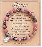 HGDEER Natural Stone Sister Bracelet, Sister Meaningful Gifts for Women Girls with Gift Message Card