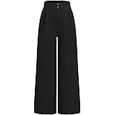 OYOANGLE Girl's Textured Elastic Waist Wide Leg Dress Pants Basic Solid Loose Palazzo Trousers