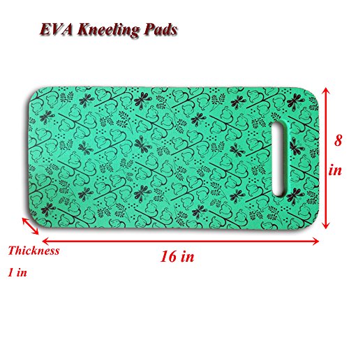Hongwo 2 Pack EVA Foam Kneeler Pad Floral Print Extra Thick Garden Kneeling Cushion Knee Mat for Baby Bath, Prayer, Yoga, Gym- 16"x8"x1"- Green - Thumbnail 2