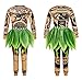 AmzBarley Ocean Adventure Costume for Boys Halloween Cosplay Role Play Kids Long Sleeve Loose Fit 2-Pieces Outfit Set with Leaf Skirt Size 6 5-6Years