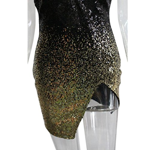 image for Woaills Hot!!Club Mini Split Dress,Ladies' Bodycon V-Neck Bling Sequin