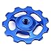 Stylrtop 2 pcs Bike 11T Aluminum Sealed Bearing Jockey Wheel Rear Derailleur Pulleys Fit Shimano SRAM (Blue)