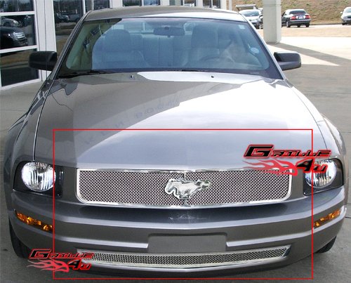 05-09 Ford Mustang V6 Stainless Mesh Grille Grill Combo Insert