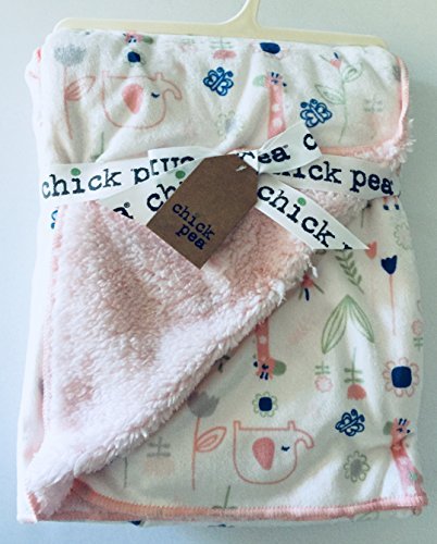 Chick Pea Pink Elephant/Giraffe/Flowers/Butterflies Baby Blanket