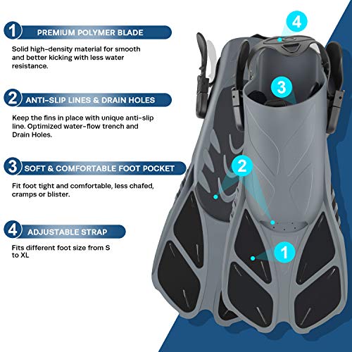 image for ZEEPORTE Mask Fin Snorkel Set with Adult Snorkeling Gear, Panoramic Vi